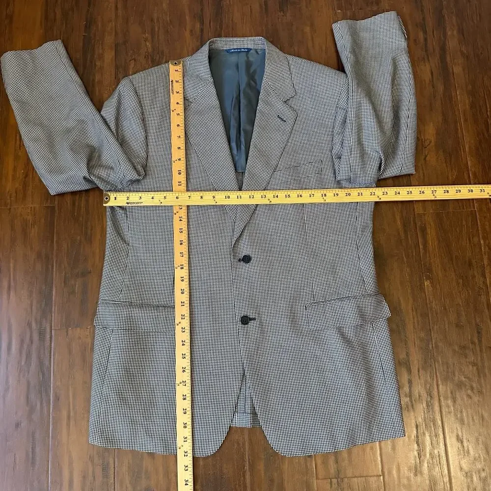CANALI Blazer Jacket Houndstooth Silk Wool Sport Coat Business Preppy
